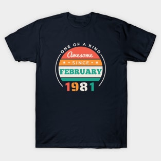 Retro Awesome Since February 1981 Birthday Vintage Bday 1981 T-Shirt